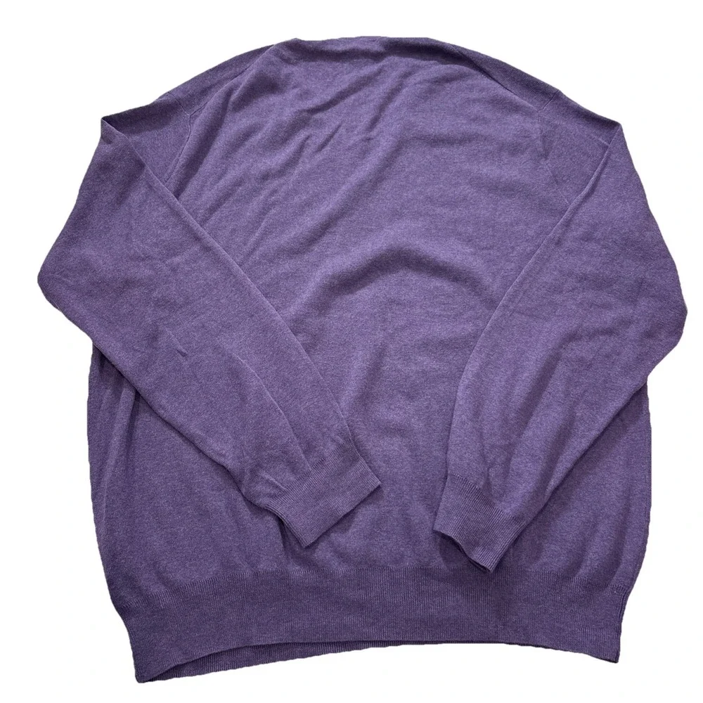 Polo Ralph Lauren Pima Cotton V neck Green Pony Purple Holiday Sweater Men's XXL